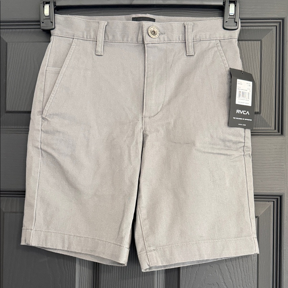 RVCA Boys Light Gray Flat Front Shorts